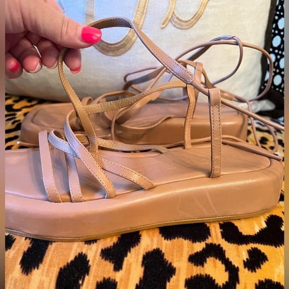 LOEFFLER RANDALL Beau Platform Wrap Tie-Up Sandals in Nude ANTHROPOLOGIE - Picture 6 of 11